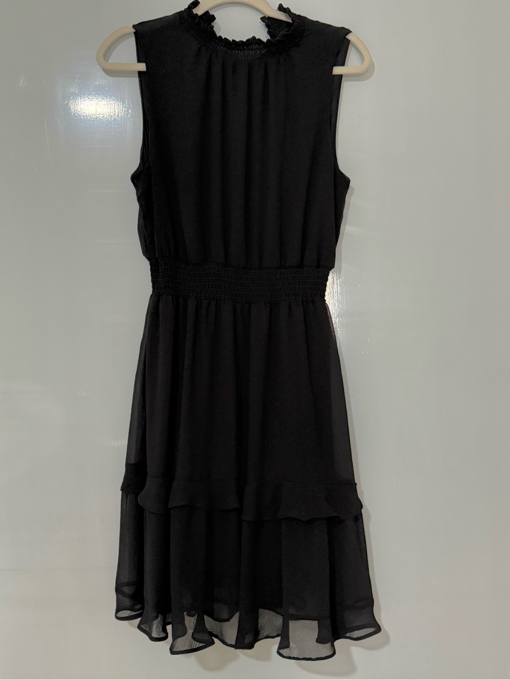 Emma & Michele Black Sleeveless Smocked Waist Ruffle Hem Dress Size Medium